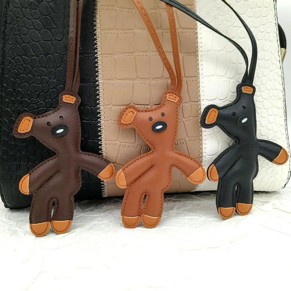 Keychain Bear PU Leather Mini Bag Charm Cute Gift Accessory