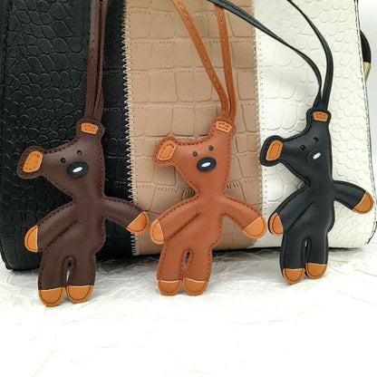 Keychain Bear PU Leather Mini Bag Charm Cute Gift Accessory