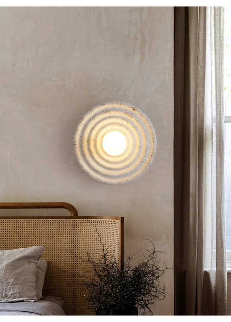 Wabi Japandi Sabi Round Wall Sconce Japanese Minimal LED Light