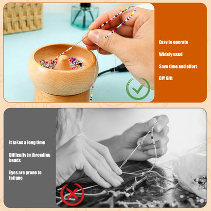 Bead Stringing Machine Motor-Driven Wooden Spinner Craft Device Back To School 2025 Fast Bracelet Necklace Maker