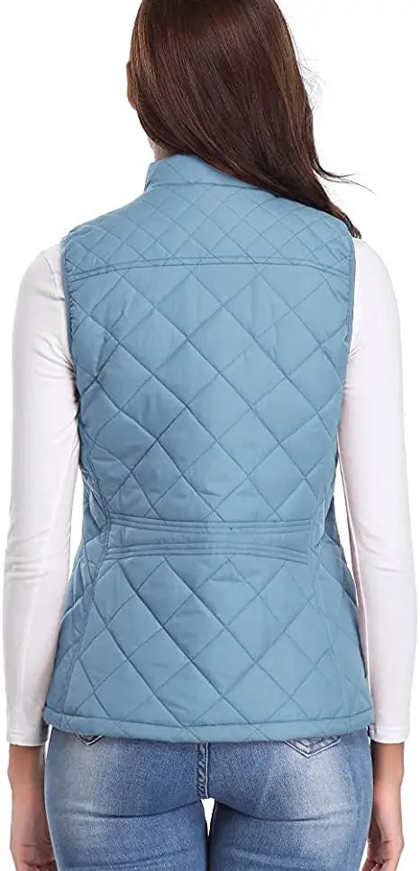 Light Women Quilted Vest - Stand Collar Cotton Winter