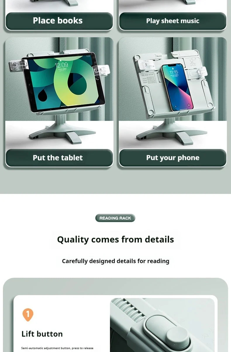 Reading Book Stand Flexible Rotating Tablet Holder