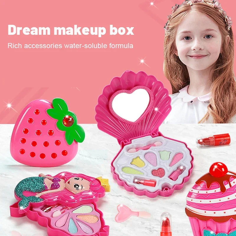 Princess Makeup Toy Kit for Kids - Pretend Play Cosmetics with Lipstick & Eyeshadow for Parties