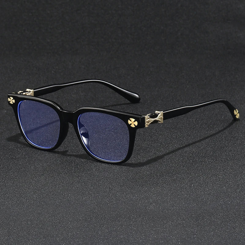 Light Blue Blocking Glasses - Oversized Frame Computer Eyewear With Rhinestone Decor, Fall 2026 Trend Gift
