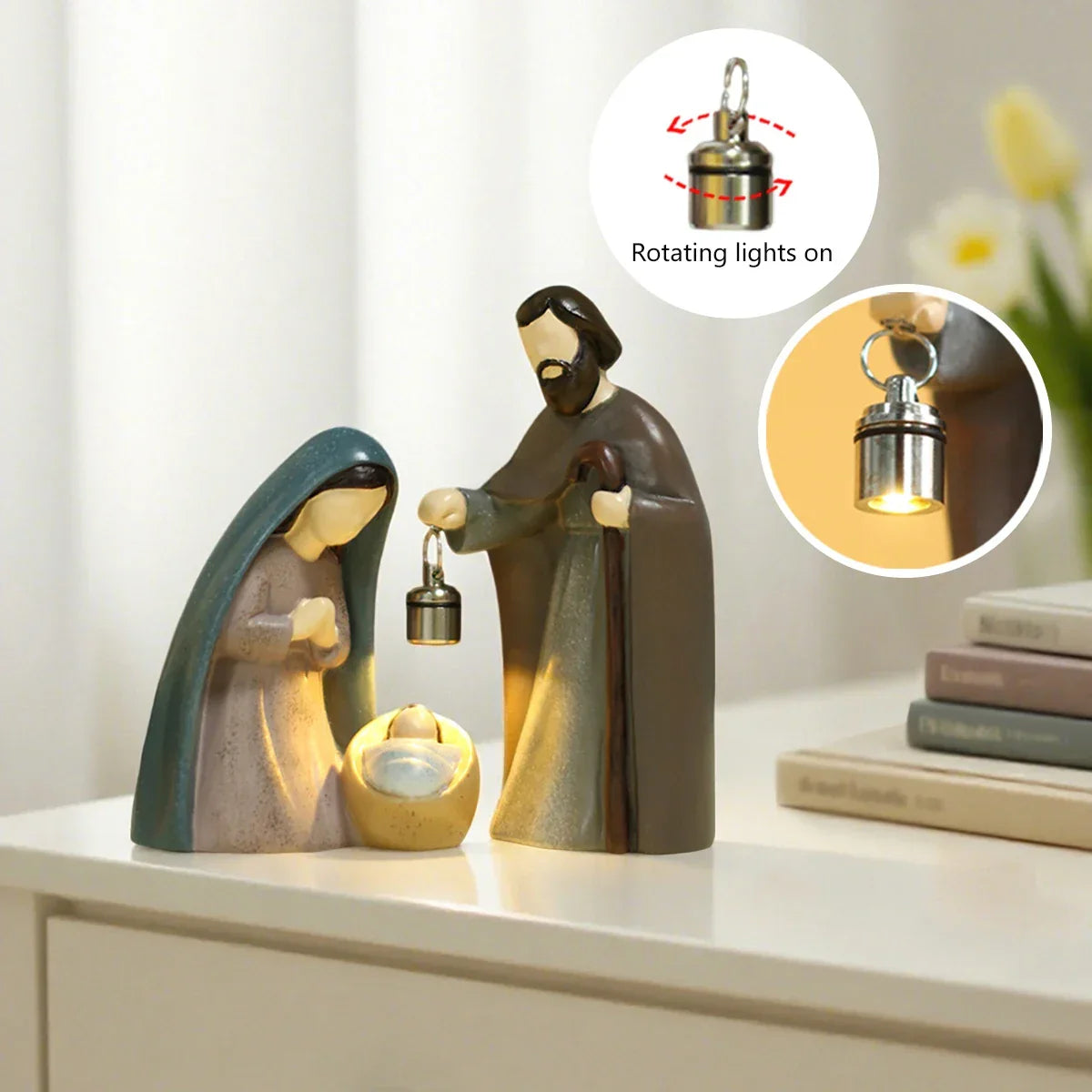 Nativity Scene Ornament Luminous Hand-Held Lamp Folk Art Christmas Decor 2025 Gift