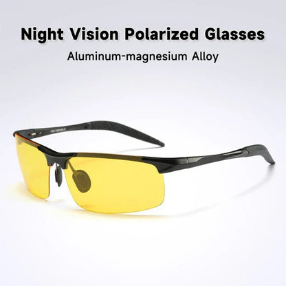 Vision Night Glasses Aluminum Alloy Frame Polarized Sunglasses Day Night Driving UV400 Yellow Lenses Fall 2025 Gift