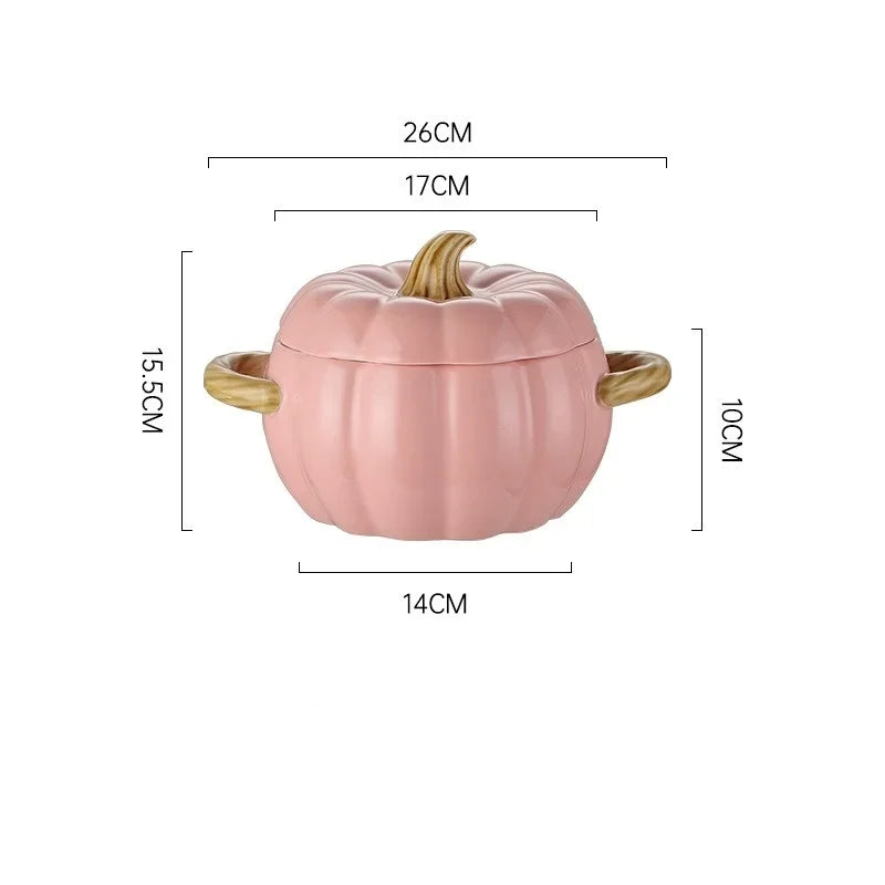 Ceramic2025 Edition Soup Pot Pumpkin Lid Porcelain Large Fall