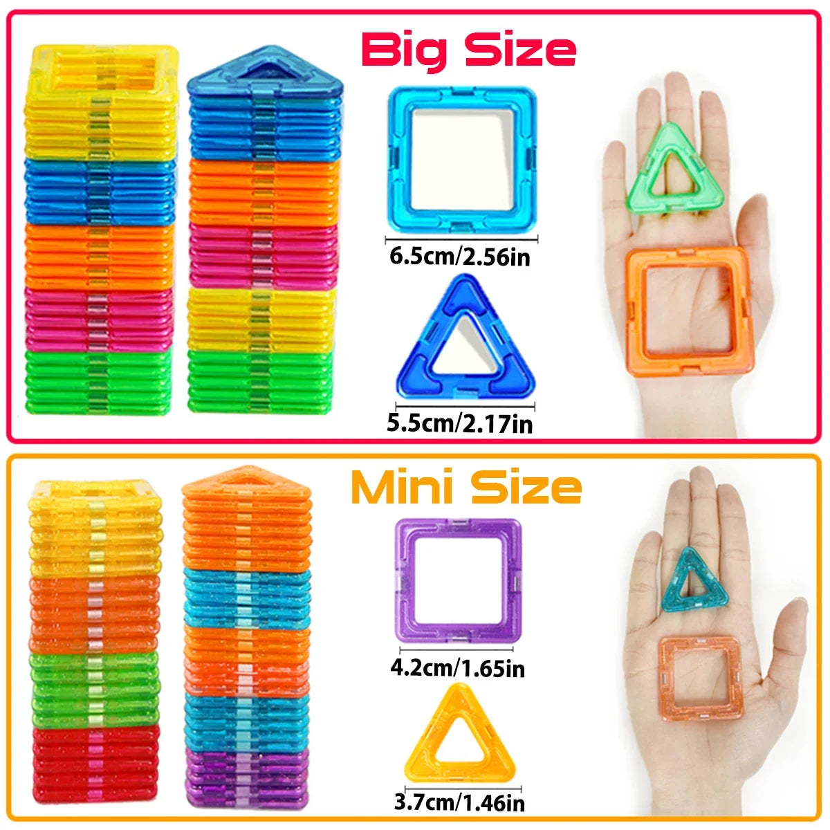 Creative Magnetic Building Blocks Kit - Large & Mini DIY Toys for Kids Aged 7-12, Fun Educational Construction Gift in Mixed Colors