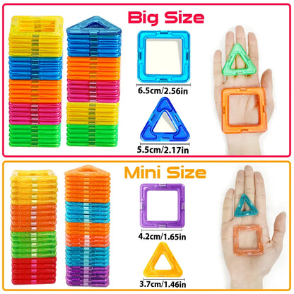 Creative Magnetic Building Blocks Kit - Large & Mini DIY Toys for Kids Aged 7-12, Fun Educational Construction Gift in Mixed Colors
