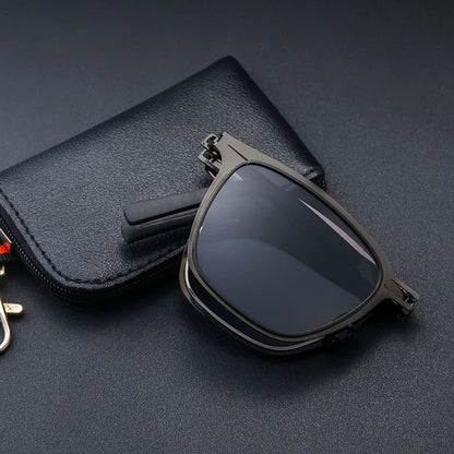 Folding Polarized Sunglasses Ultra Light Stainless Steel Retro Square Frame Summer 2026 Travel Essential