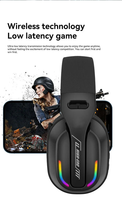 Gaming Headset Bluetooth 5.4 Cordless RGB Low Latency