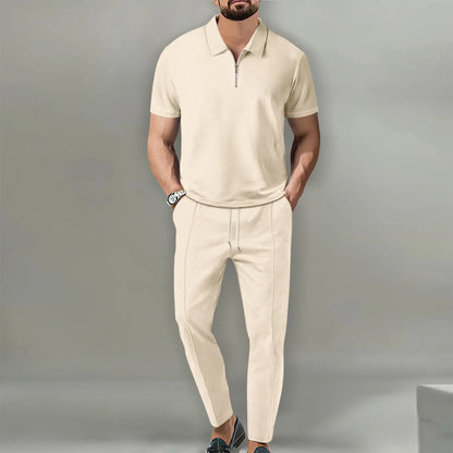 Variant image for Men's Polo Shirts Set - Casual Chic Breathable Polo and Adjustable Pants Ensemble for Comfort and Style-25