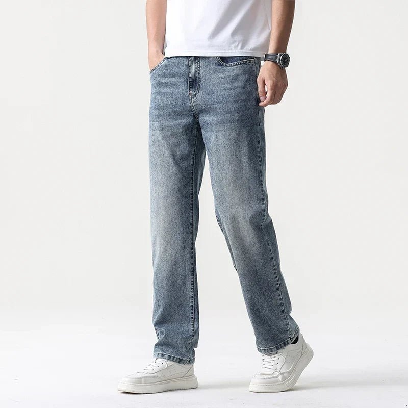 Men’s Oversized Wide Leg Jeans - Straight Lyocell, Casual