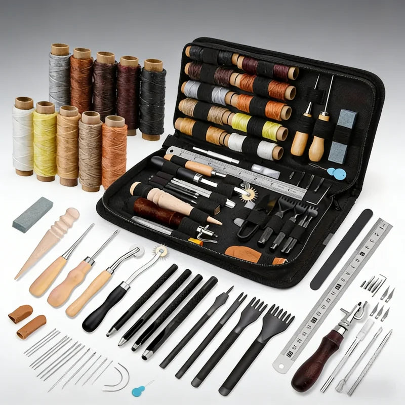 Leather Sewing Kit All In One Leather Craft Device Kit With Awl Needles And Thread DIY Gift Idea
