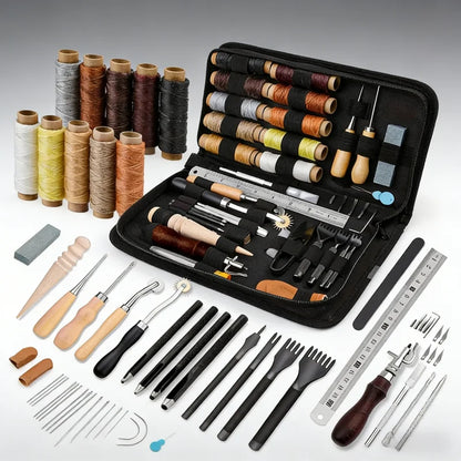 Leather Sewing Kit All In One Leather Craft Device Kit With Awl Needles And Thread DIY Gift Idea
