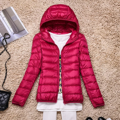 Light Women’s Down Jacket - Hooded, Packable Travel