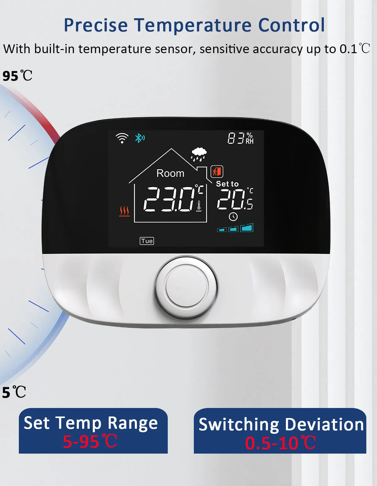 Smart Thermostat Cordless RF433 Floor Heating Control For Gas Boiler Tuya App USB Powered Fall 2025 Energy Saving