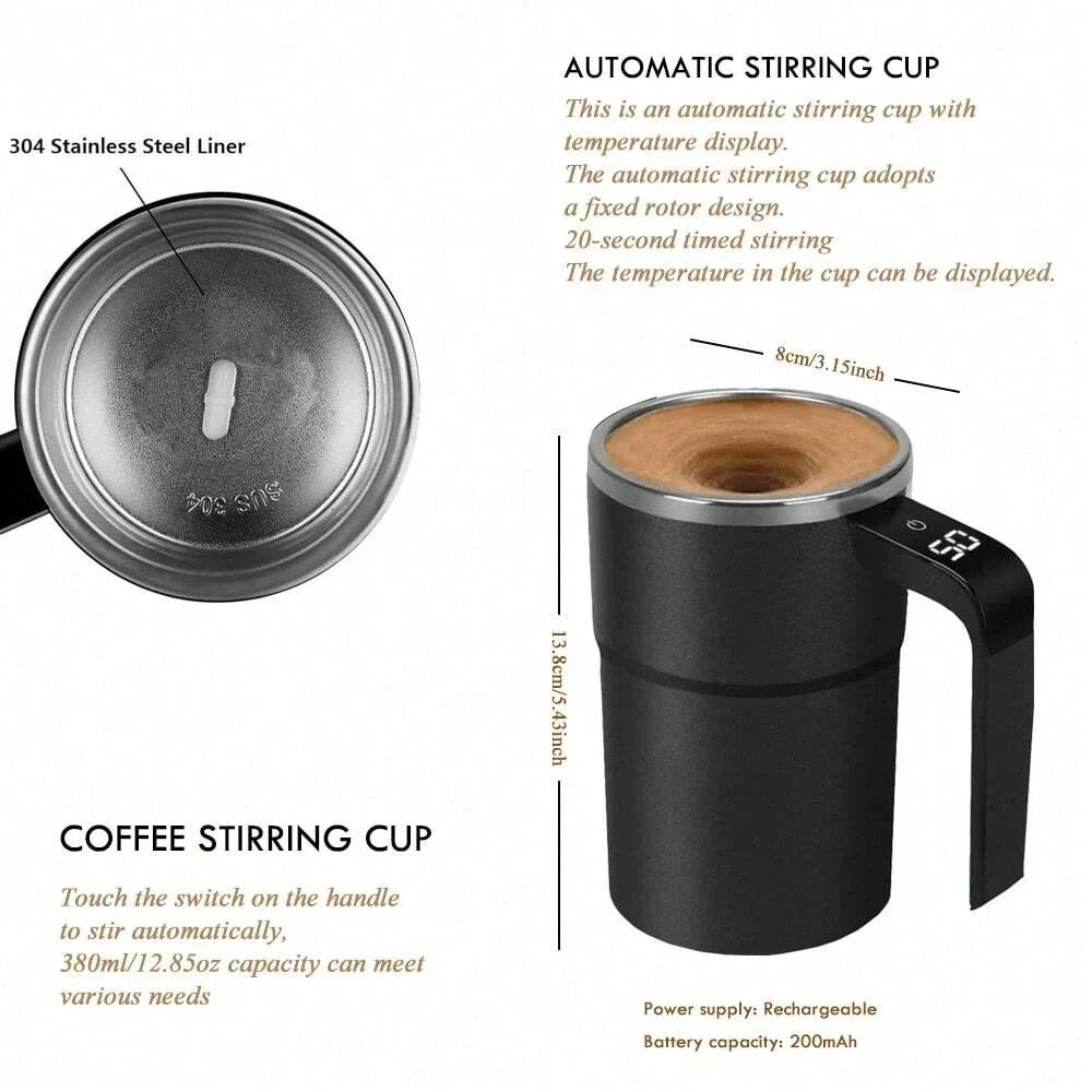 Self Stirring Mug 380ML Stainless Steel Interior USB Battery-Powered Motor-Driven Coffee Cup Back To Work 2025 IP67 Water-Resistant