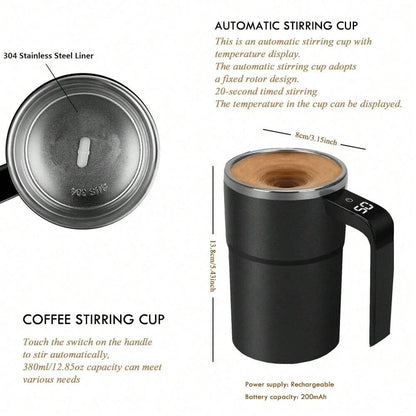 Self Stirring Mug 380ML Stainless Steel Interior USB Battery-Powered Motor-Driven Coffee Cup Back To Work 2025 IP67 Water-Resistant