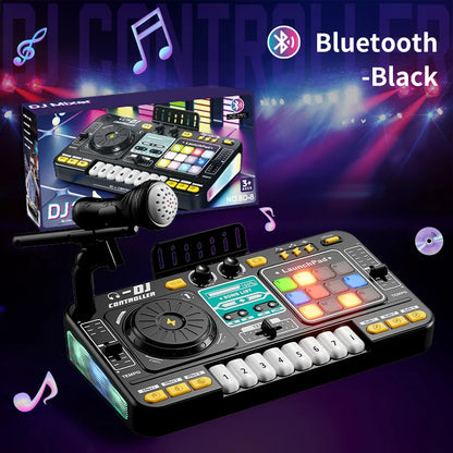 Kids2025 Edition DJ Mixer Toy With Microphone, Multifunctional Electronic Music Controller Educational Birthday Gift Fall