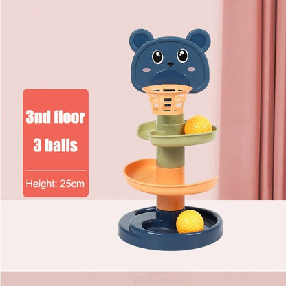 Rolling Montessori Ball Tower Toy - Educational Stacking Game for Infants, Finger Skill Development, Rotating Track Fun