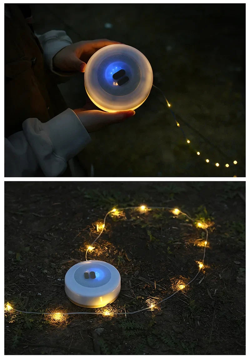 USB Battery-Powered Travel-Friendly Atmosphere Lantern Garden Tent Decor 2026 – 2-in-1 LED Reel Camping String Light