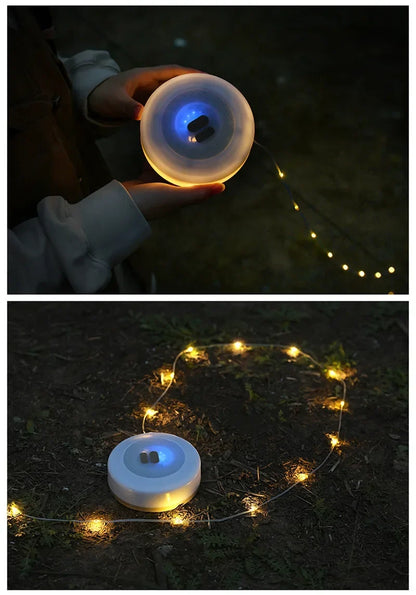 USB Battery-Powered Travel-Friendly Atmosphere Lantern Garden Tent Decor 2026 – 2-in-1 LED Reel Camping String Light