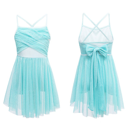 Light Girls' Dance Dress - Flowy, Glittery Mesh, Ballet & Gymnastics Costume