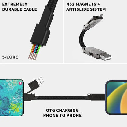 60W USB-C PD & 18W QC Fast Charge, Multi-Connector, Spring 2026 Back to School – Magnetic Charging Cable Keychain