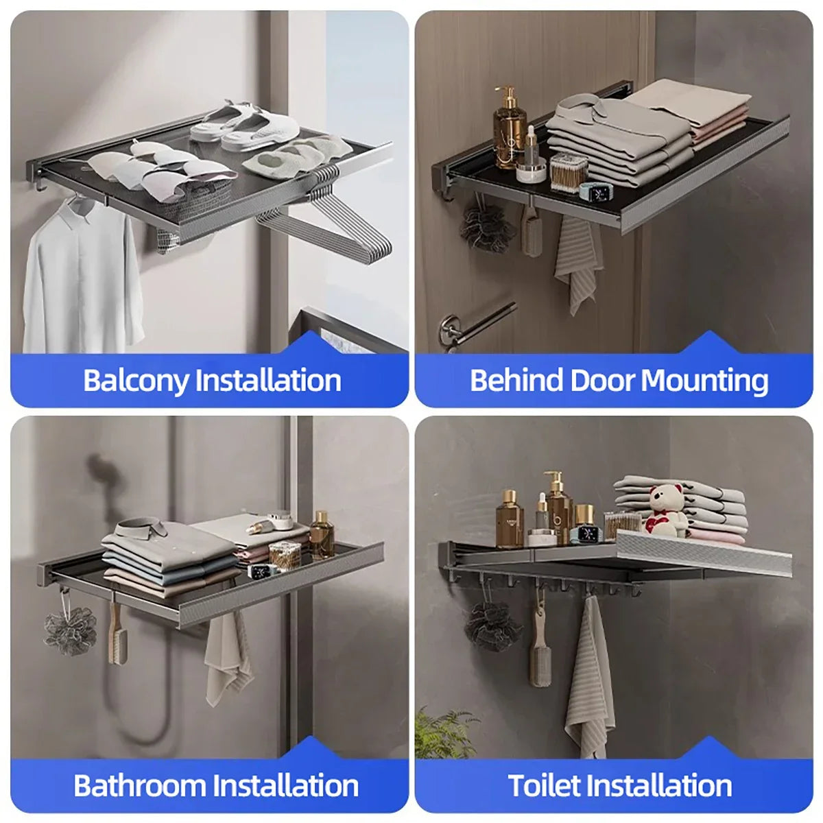 Clothes Foldable Rack Wall Mounted Drying Shelf Fall 2025 Balcony Bathroom Space Saving Corrosion Resistant