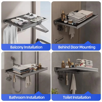 Clothes Foldable Rack Wall Mounted Drying Shelf Fall 2025 Balcony Bathroom Space Saving Corrosion Resistant
