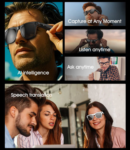 AI Smart Camera Glasses Bluetooth Call Voice Assistant