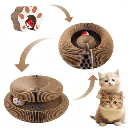 multi-level kitten claw toy 2026 – Foldable cardboard cat scratcher with catnip and bell