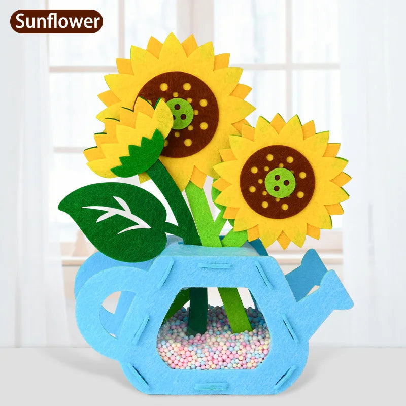 Handmade Montessori Flower Craft Kit - DIY Colorful Flowerpot Toys for Kids, Creative Early Learning Gift