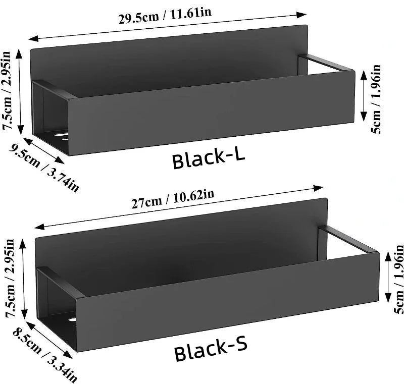 Magnetic Spice Storage Rack - Household Organizers for Refrigerator, Black Iron Kitchen Shelf