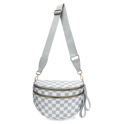 large capacity bum bag, adjustable crossbody mommy travel bag – Casual women's checkered fanny pack