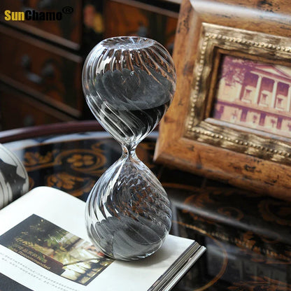 Timer Hourglass 30-Minute Moire Ripple Glass Hourglass Decor Fall 2025 Coffee Shop Centerpiece And Functional Timer Gift