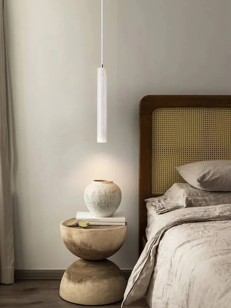LED Japandi Pendant Lamp Wood Tube Japan Style Bedroom Light