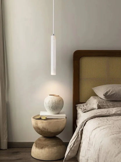 LED Japandi Pendant Lamp Wood Tube Japan Style Bedroom Light