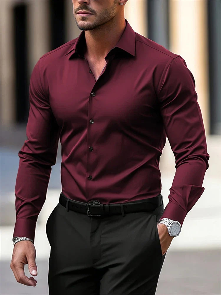 Men's Dress Shirt in Premium Cotton with Structured Collar, Breathable Fabric, Tailored Fit for Formal and Casual Wear-3