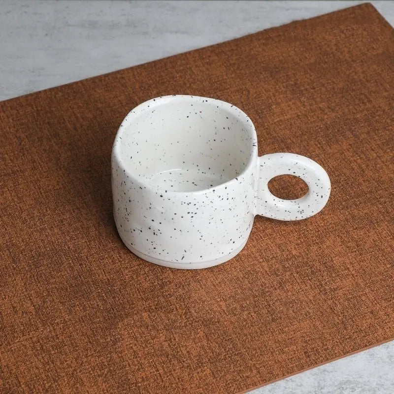 Ceramic Mug 300ml Porcelain Ring Handle Speckled Handmade Contemporary Coffee Cup Fall 2025 Cozy Gift