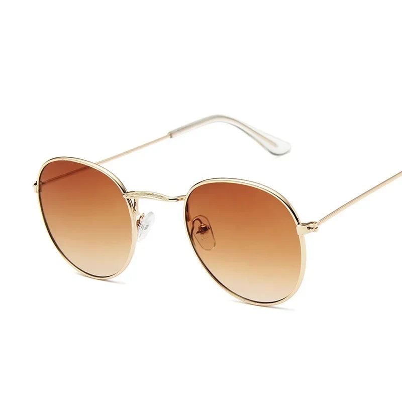 Vintage Compact Round Sunglasses for Women - Timeless Retro Mirror Fashion Shades Lunette De Soleil