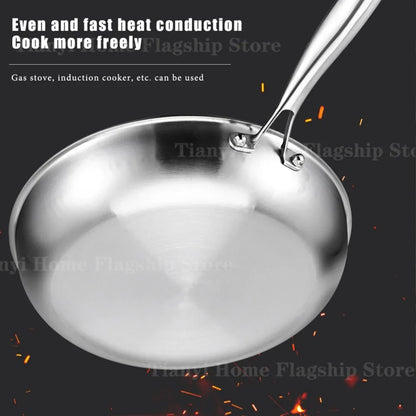 Gas and Induction Compatible Kitchen Cookware – Titanium-Coated Stainless Steel Non-Stick Wok Pan
