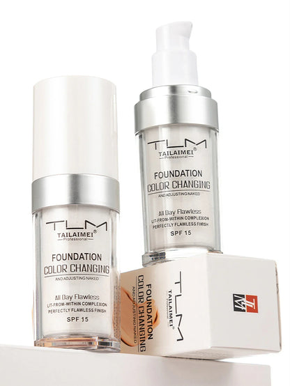 Color-Changing Liquid Foundation with SPF - Long-Lasting Water-Resistant Oil-Control Sunscreen Cream 30ml
