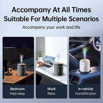 180ML Mini USB Aroma Diffuser - Motor-Driven Humidifier for Household, Car & Bedroom, Essential Oil Purifier with Mist Lights