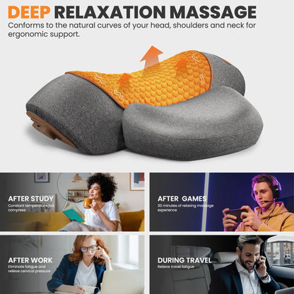 Massager Neck Pillow With Heat And Vibration - Viral Trend Cervical Therapy For Neck And Shoulder Relief, Hot Compress