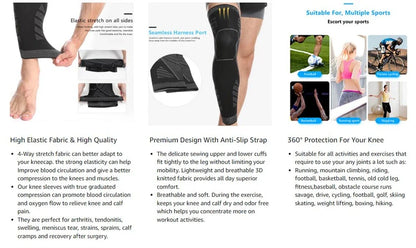 Pair 2026 – Full Leg Compression Sleeve Long Knee Support for Cycling Hiking Basketball