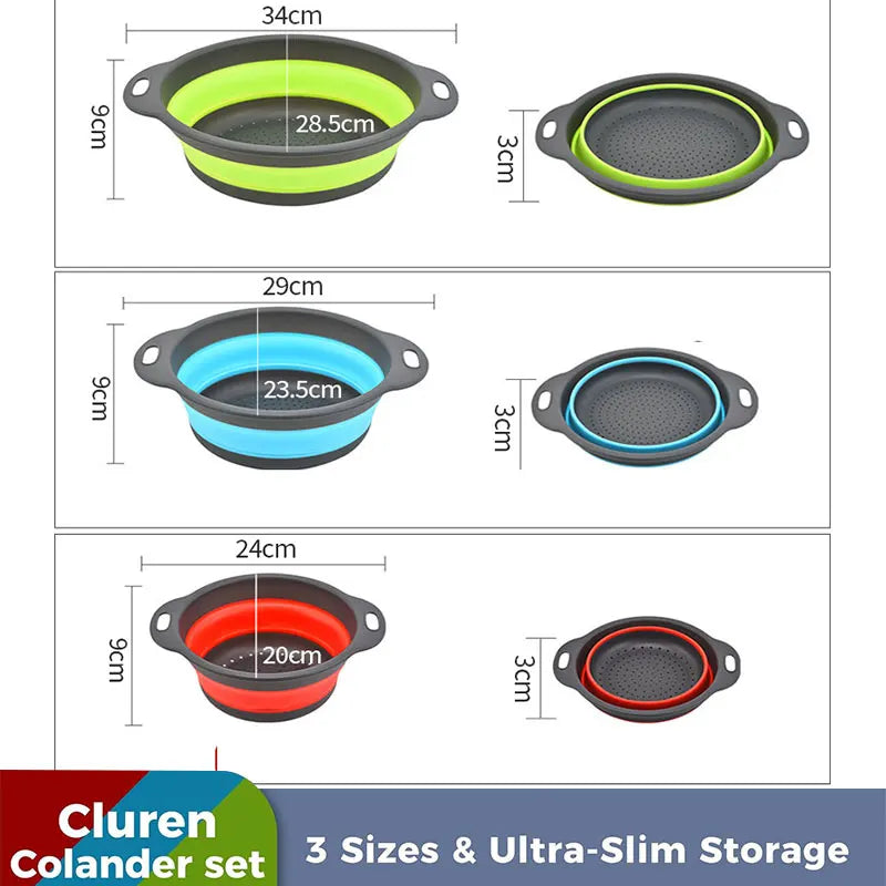 Foldable Colander Kit Self-Draining Over Sink Kitchen Strainer Spring 2026 Simple Storage