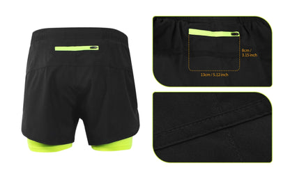 men's Stretchy 2-in-1 running shorts - longer liner, polyester blend, for jogging and gym