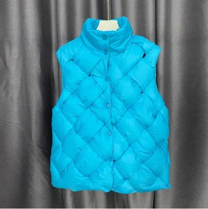 Women Insulating Puffer Vest - Boxy Quilt Polyfill Winter